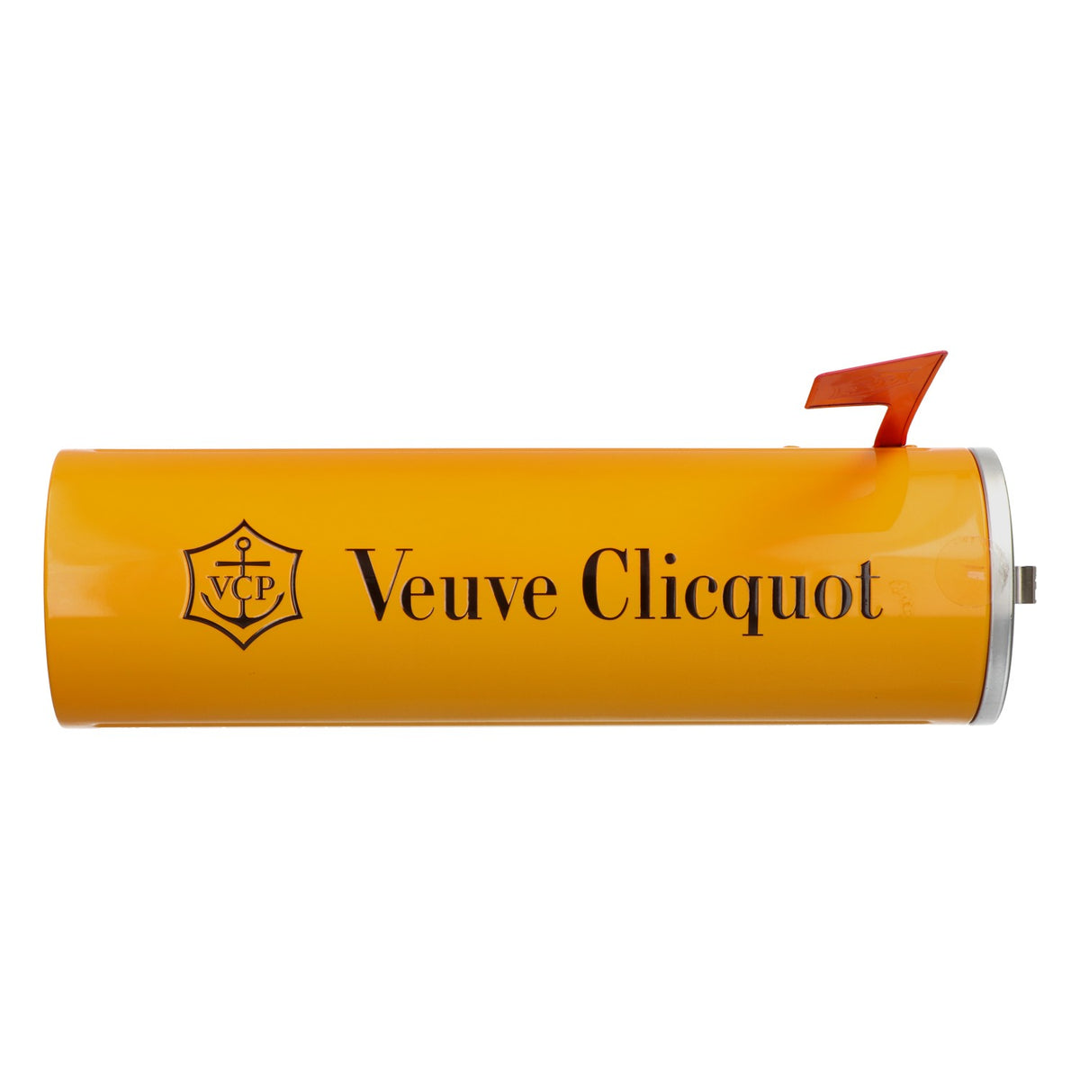Scatola per bottiglie di champagne Veuve Clicquot, modello da cassetta postale statunitense, in metallo arancione – Vista 3