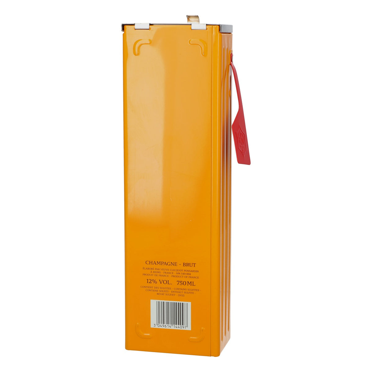 Scatola per bottiglie di champagne Veuve Clicquot, modello da cassetta postale statunitense, in metallo arancione – Vista 4