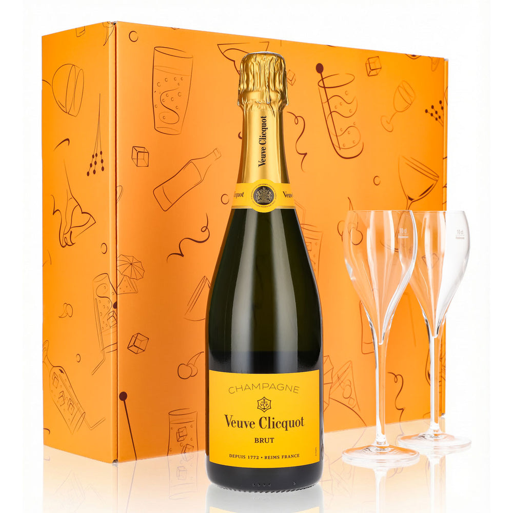 Set regalo champagne Veuve Clicquot 0,75 l 12,5% + flûte 0,1 l trasparente I Arancione