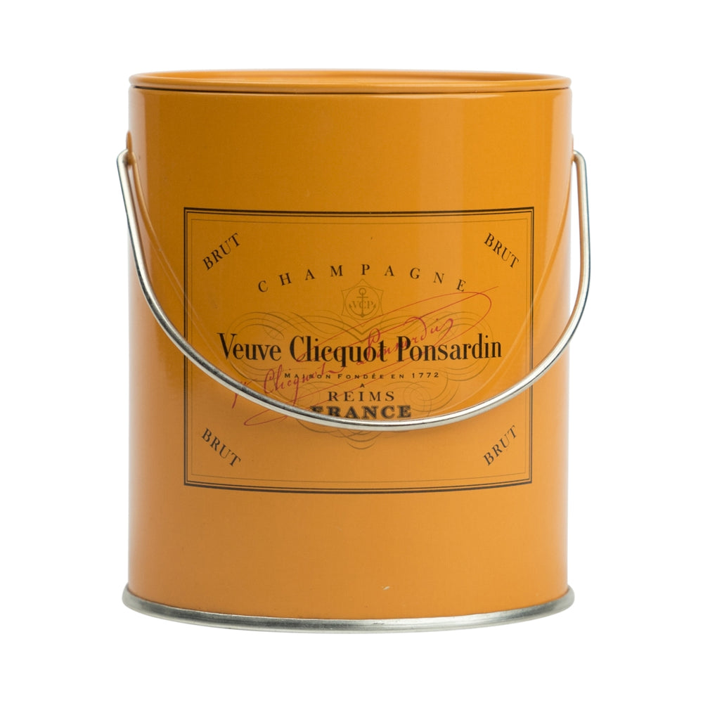 Veuve Cliquot Champagne Mini Paint Box Decorativo Rotondo Arancione Logo Francia Secchiello Colore