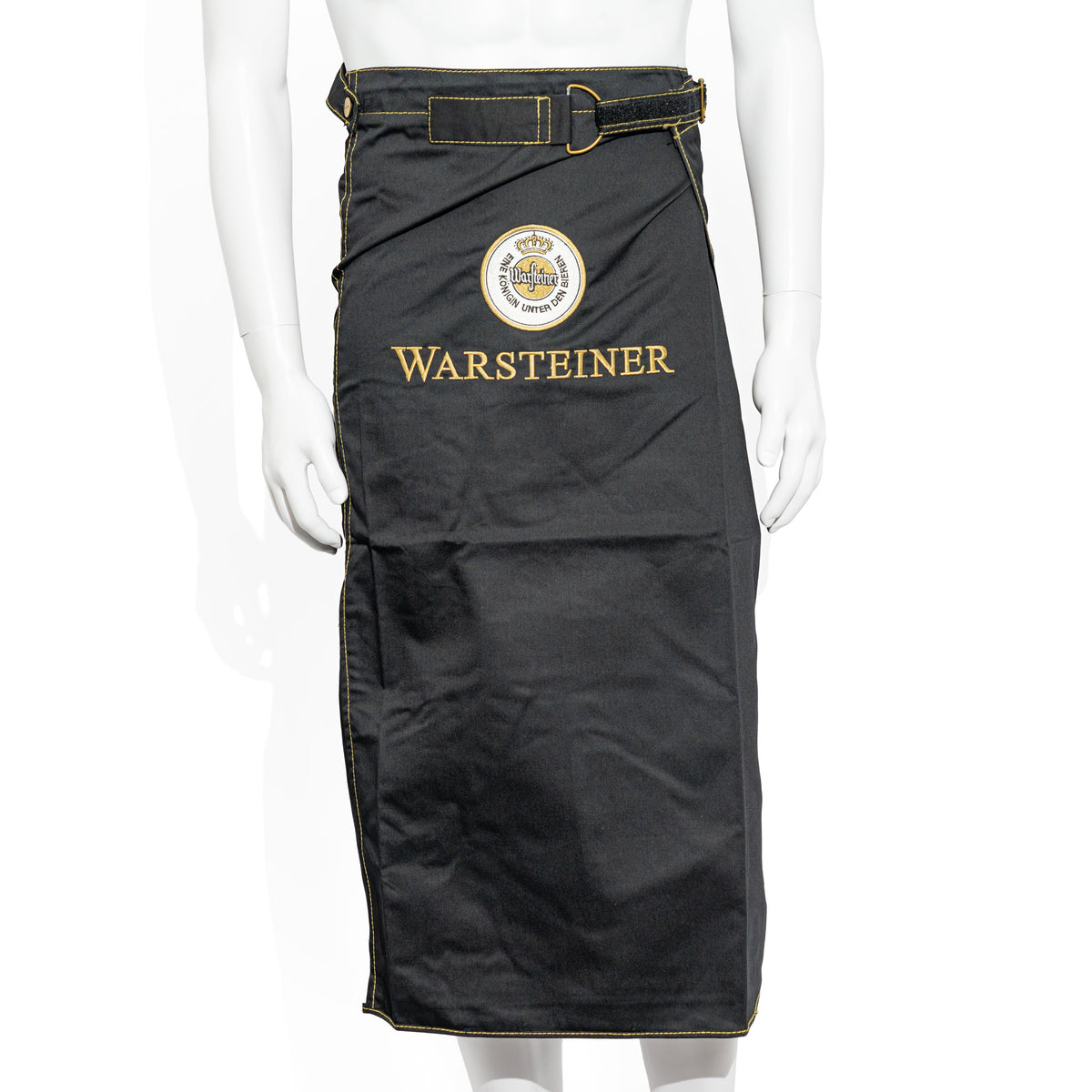 Grembiule da cameriere Warsteiner con sistema a cintura, chiusura a bottoni, passanti per cintura, modello lungo, nero