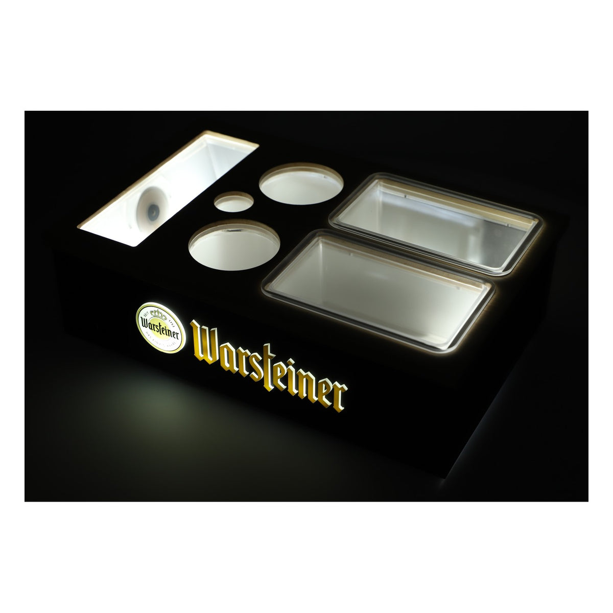 Birra Warsteiner Insegna luminosa a LED Altoparlante Bluetooth Scatola per snack Scatola per servire