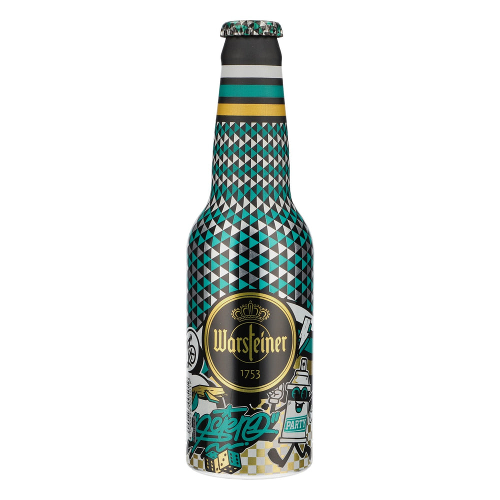 Bottiglia da esposizione Warsteiner da 0,33 l Edizione da collezione A quadri verde/oro/nero