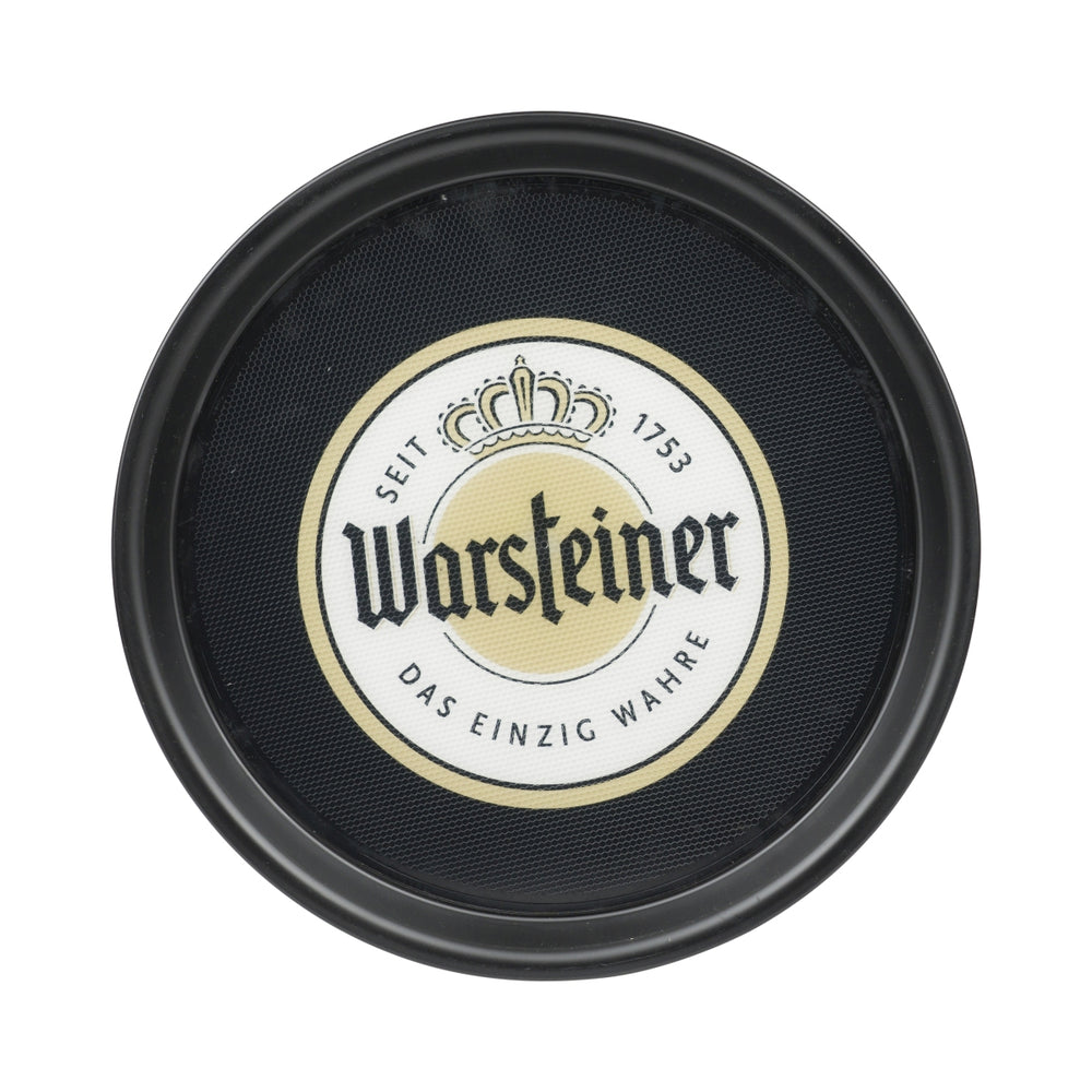 Vassoio Warsteiner Bier nero 37 cm con bicchieri gommati, servizio da cameriere, gastronomia