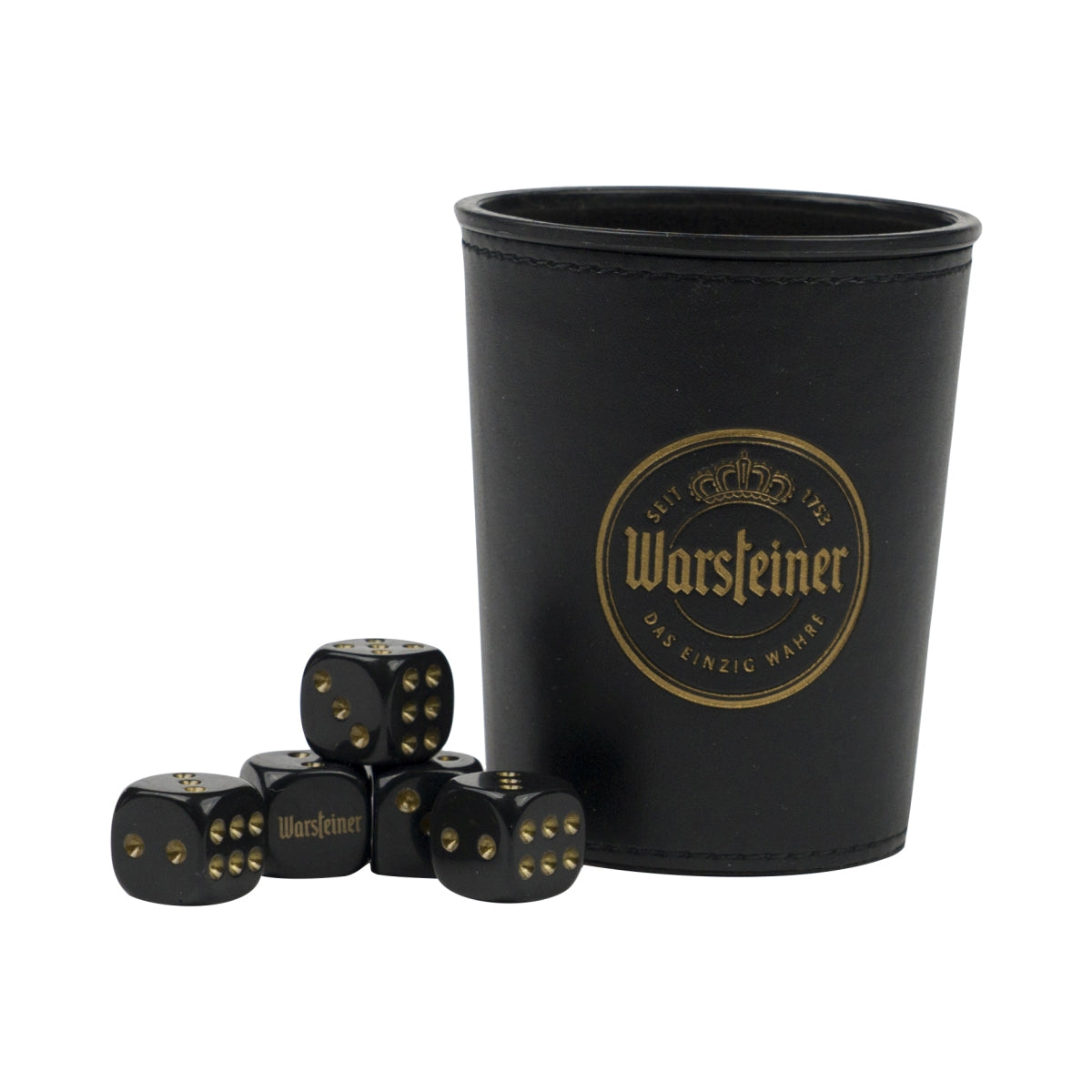 Warsteiner Birra Bicchiere cubo Mäxle Gioco Knoble Reisen incl. 5 dadi neri