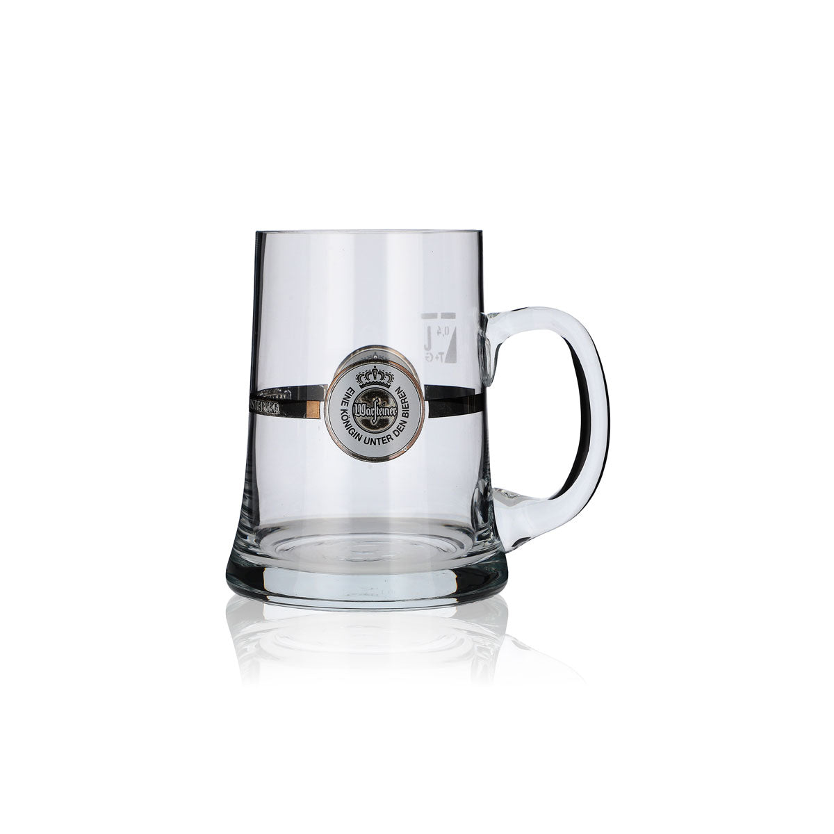 Bicchiere da birra Warsteiner Birra Brocca Seidel Bicchiere con manico 0,4 l Emblema bianco