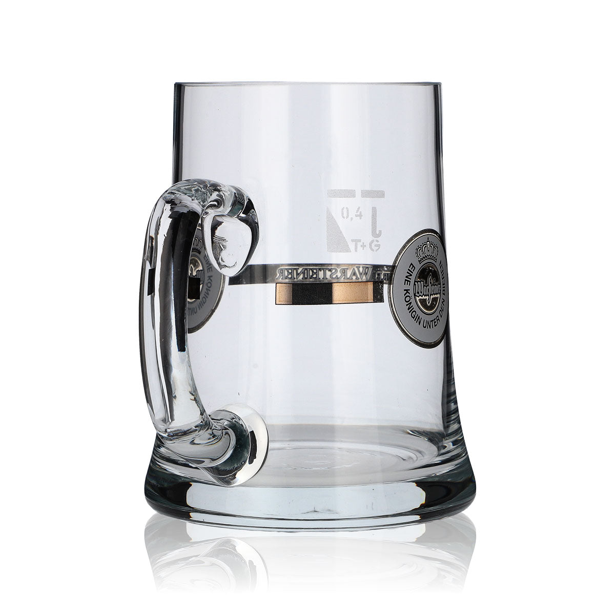 Bicchiere da birra Warsteiner Birra Brocca Seidel Bicchiere con manico 0,4 l Emblema bianco – Vista 3