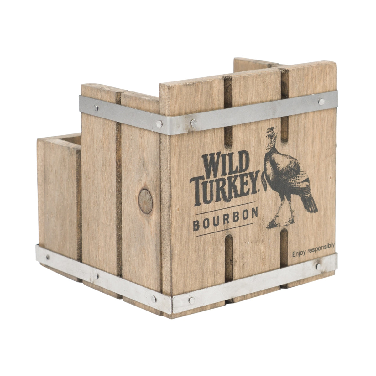 Wild Turkey Whiskey Barcaddy 14x14cm Tovaglioli Scomparti Scaffale in legno – Vista 2