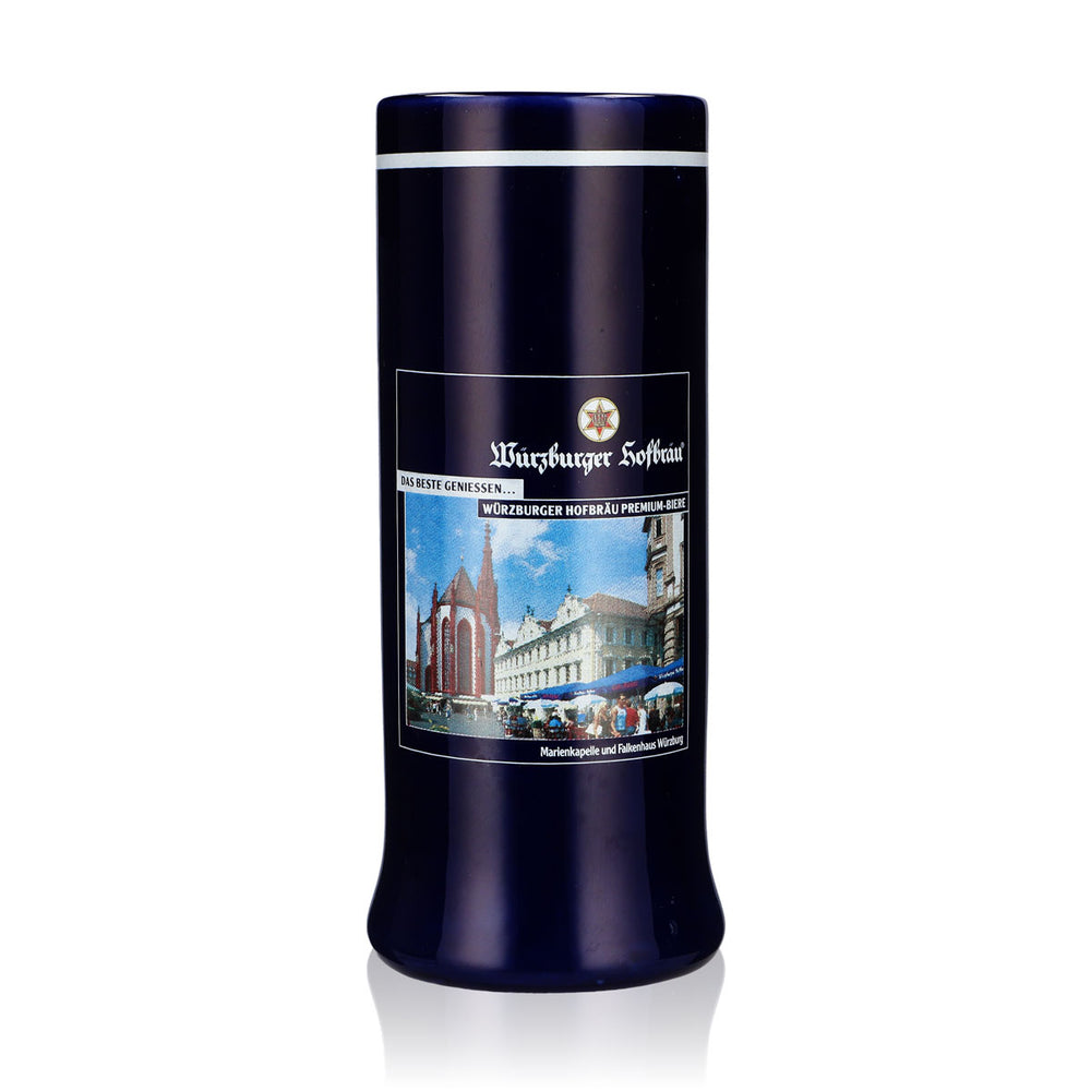 Bicchiere da birra Würzburger Hofbräu in gres Seidel 0,55 l, blu con schiuma