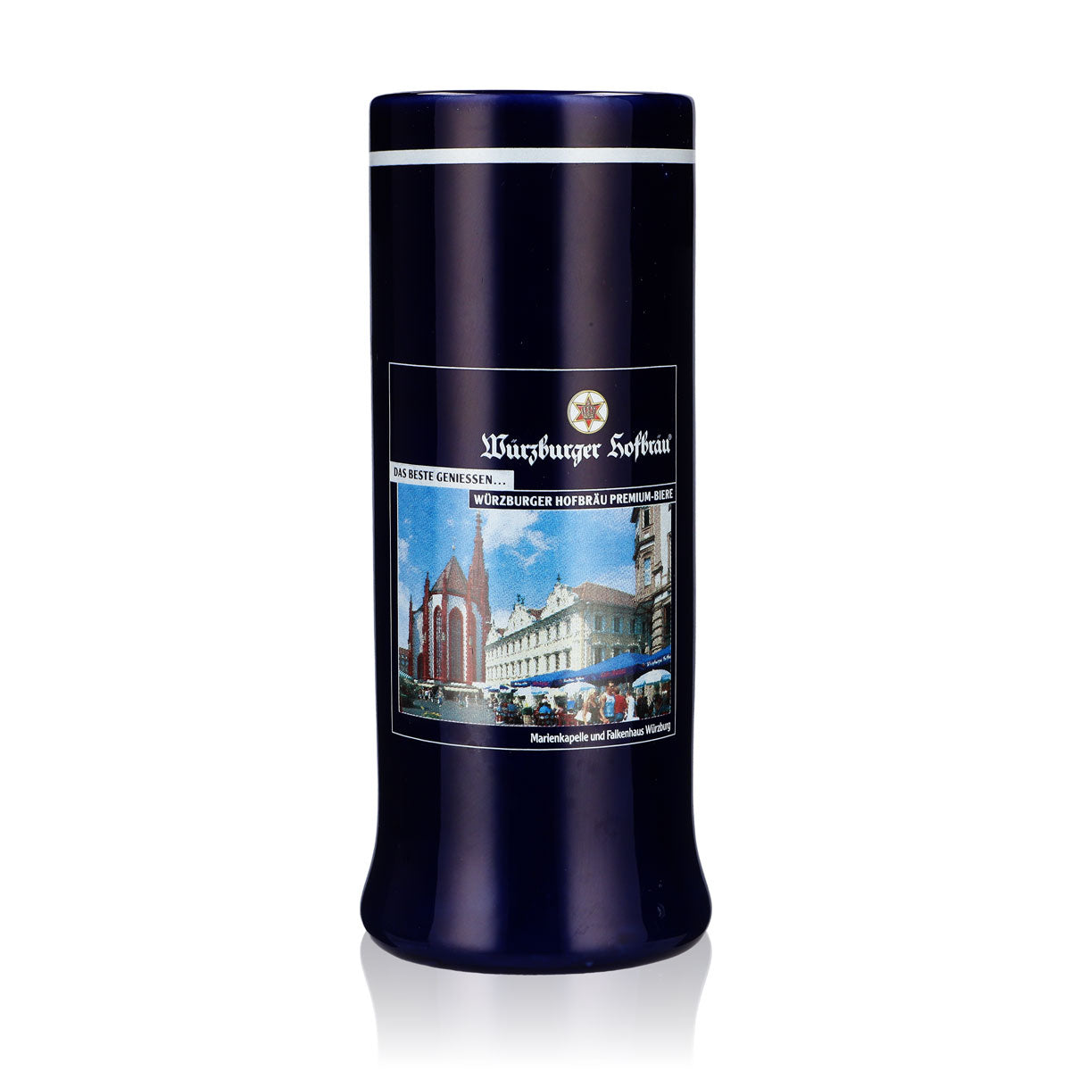 Bicchiere da birra Würzburger Hofbräu in gres Seidel 0,55 l, blu con schiuma
