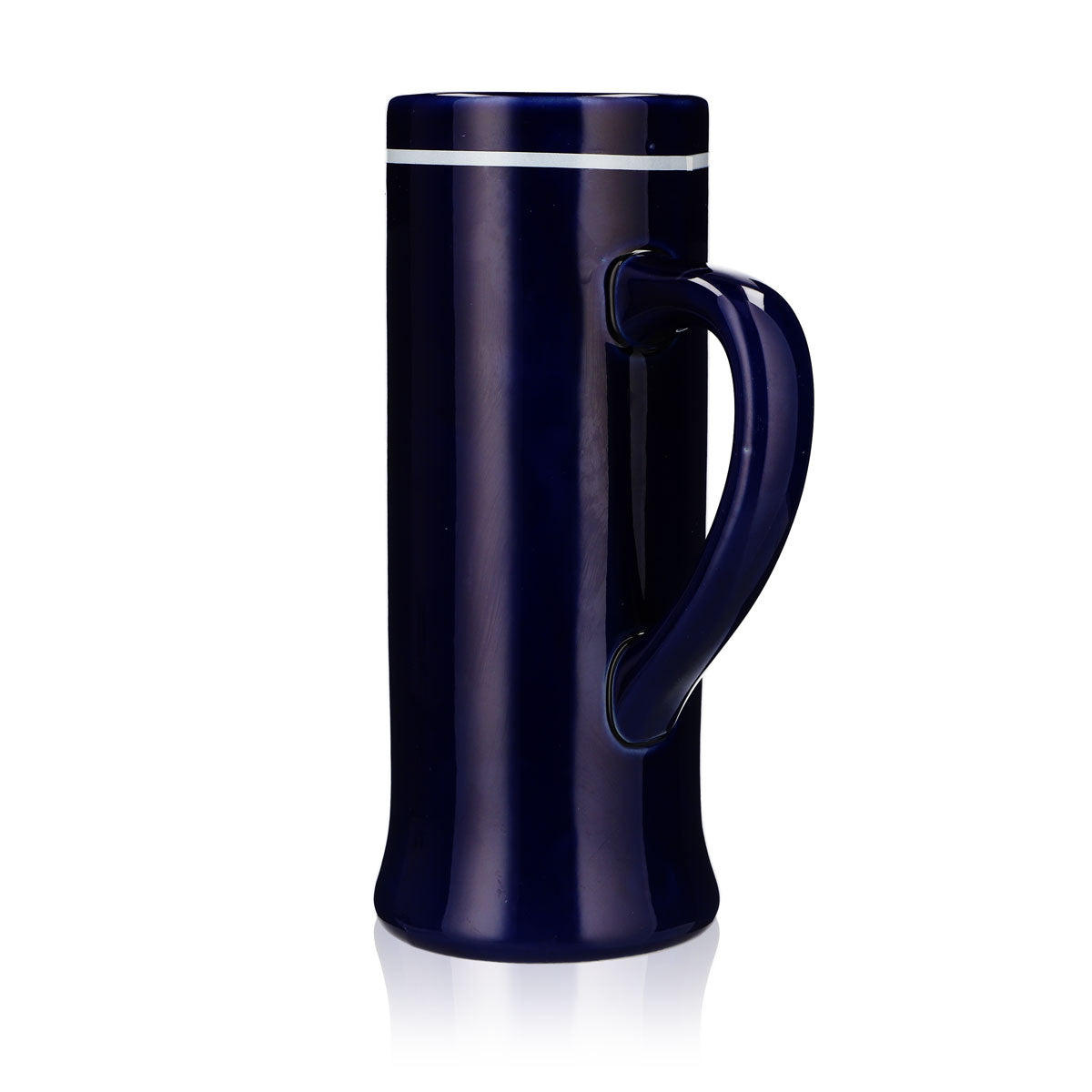 Bicchiere da birra Würzburger Hofbräu in gres Seidel 0,55 l, blu con schiuma – Vista 4
