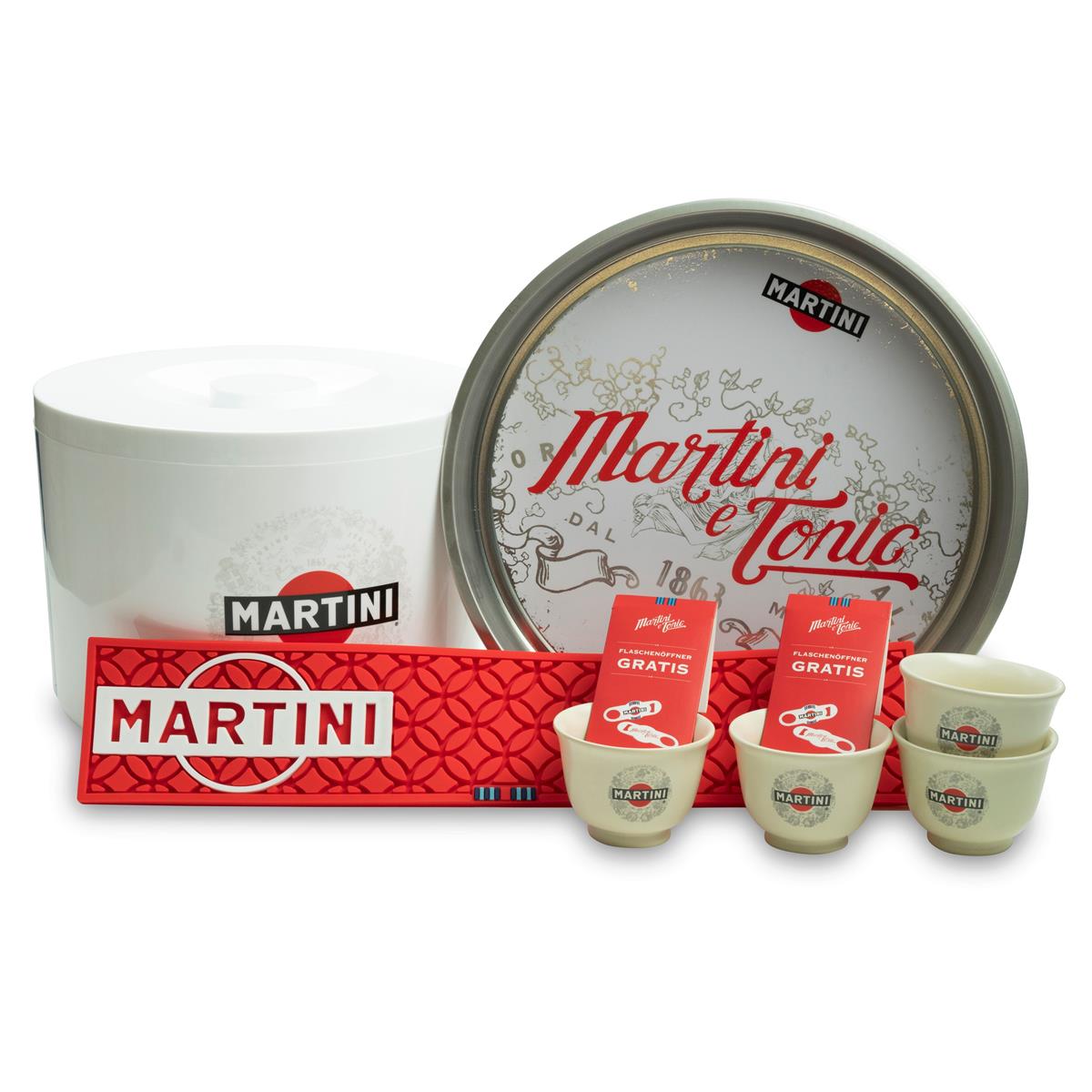 Set XL Martini Vermouth Secchiello + Tappetino Bar + Vassoio + Apribottiglie + Ciotoline